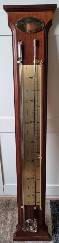 Contra barometer met houten omlijsting., Ophalen of Verzenden, Zo goed als nieuw, Barometer