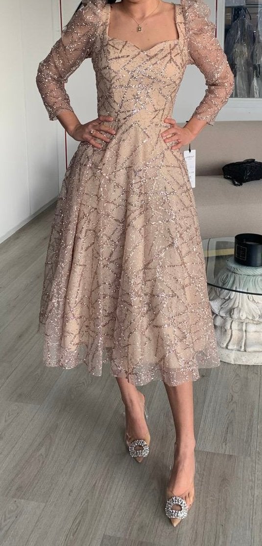 Prachtige glitter verlovingsjurk / avondjurk – maat 34/36, Kleding | Dames, Gelegenheidskleding, Ophalen, Galajurk, Beige, Zo goed als nieuw