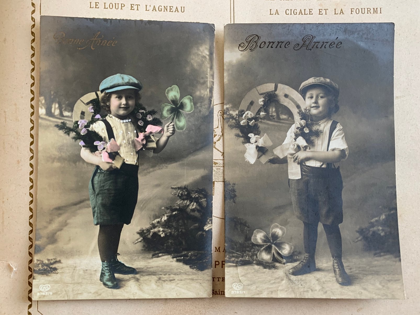 1912 en 1914 Bonne Année - klaver 4 en hoefijzer (II), Ophalen of Verzenden, Voor 1920, Gelopen, Feest(dag)