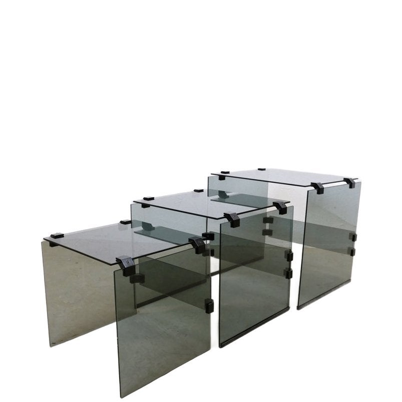 Pieterman Glass-units bijzettafels Mimi Set  '80 Design, Ophalen, Minder dan 45 cm, Minder dan 55 cm, Vintage, Jaren '80, Modern Design
