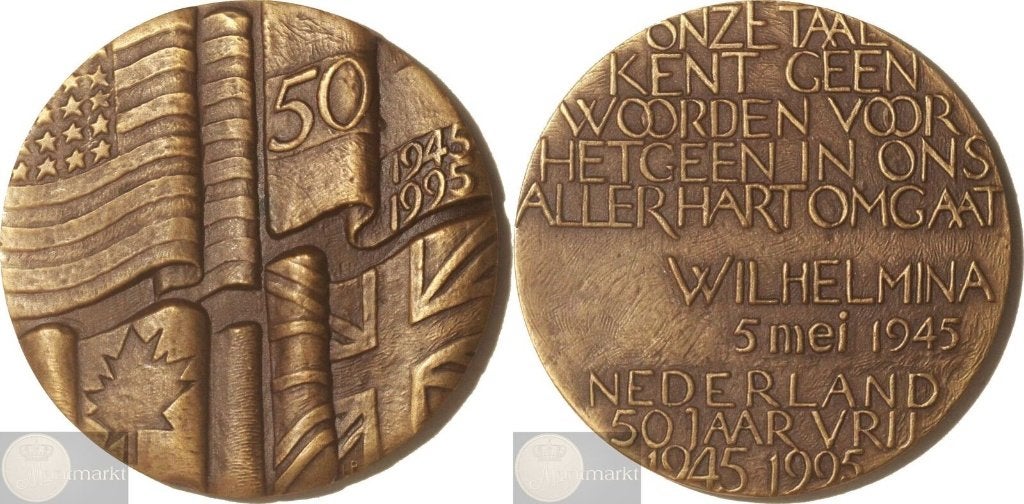 Historiepenning 1995 'WOII - 50 Jaar Bevrijding', Postzegels en Munten, Penningen en Medailles, Ophalen of Verzenden, Brons, Nederland
