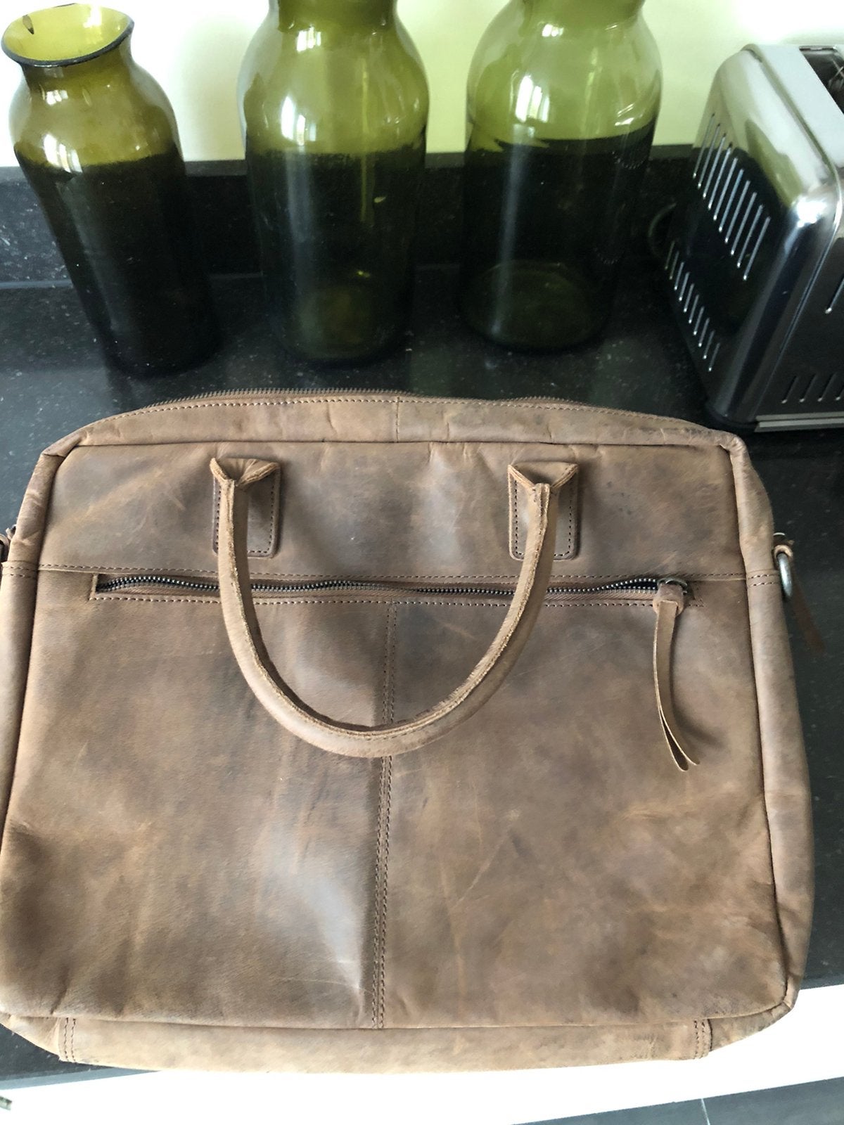 Mooie kwaliteit leren lab top tas, Verzenden, Zo goed als nieuw, Bruin, Overige typen