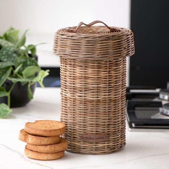 Riviera Maison rattan beschuitbus, Ophalen of Verzenden, Zo goed als nieuw