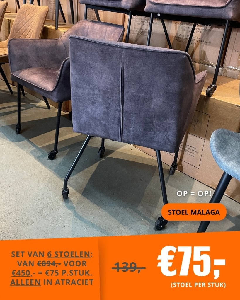 Eetkamerstoelen in onze outlet! Op=op, Huis en Inrichting, Ophalen, Overige kleuren, Leer, Nieuw