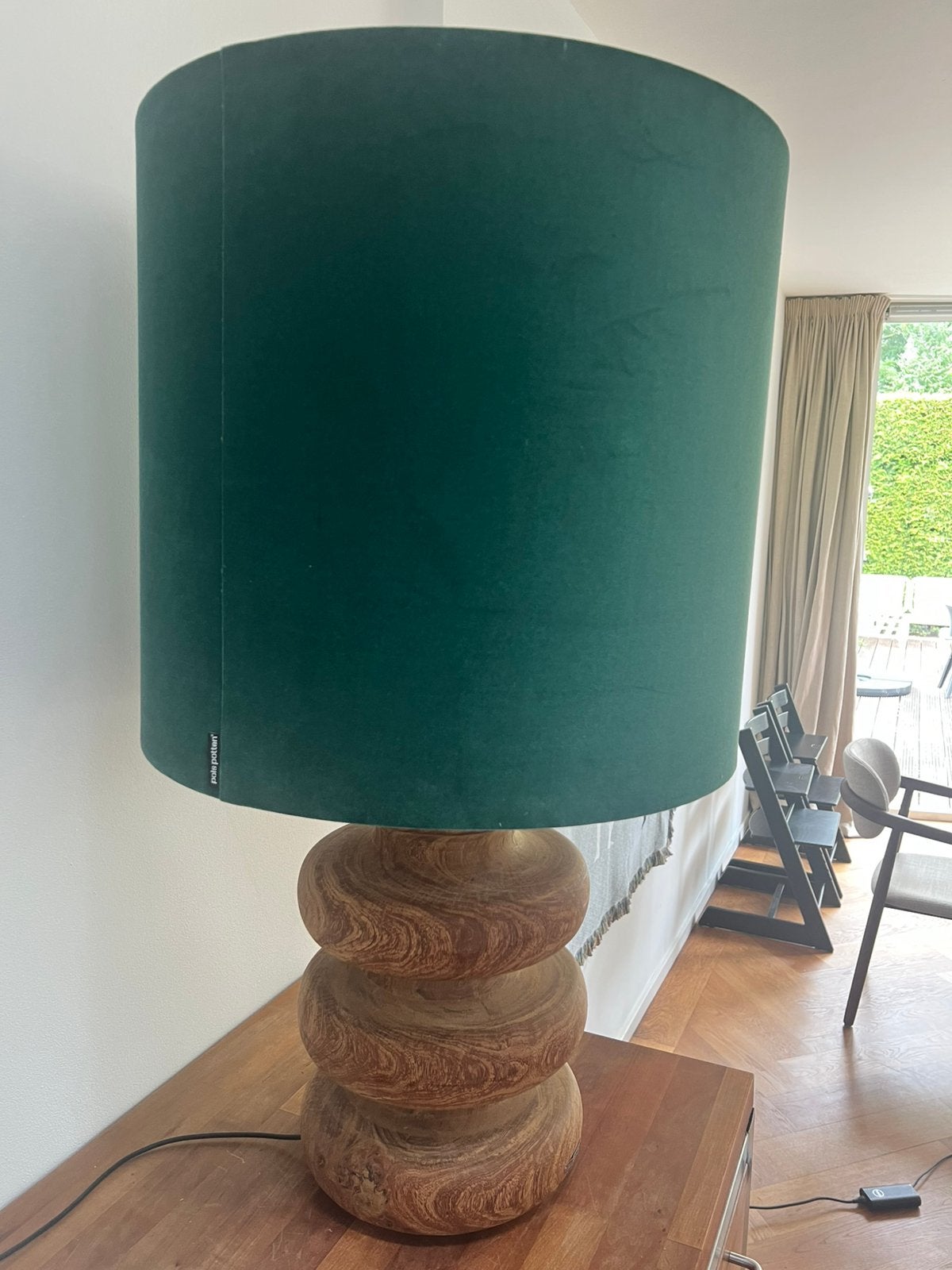 Polspotten lampenkap XL, Huis en Inrichting, Lampen | Lampenkappen, Ophalen, Zo goed als nieuw, Groen, Rond