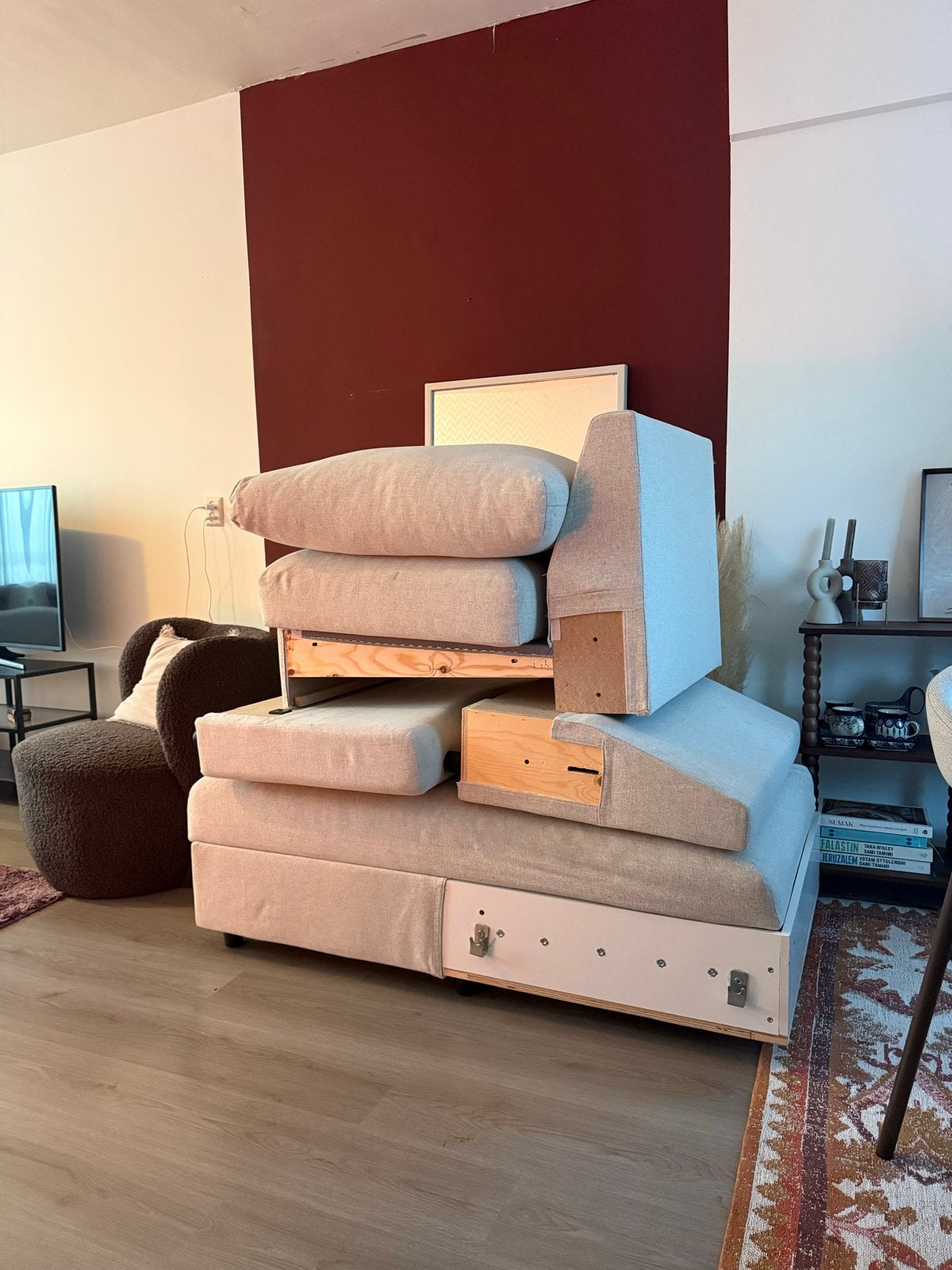 IKEA VIMLE chaise longue + 1-zits + armleuning, Ophalen, Gebruikt, 125 tot 150 cm, Hoekbank