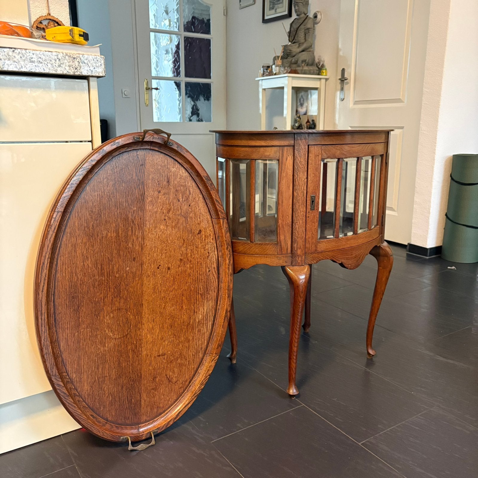 Theekastje met ovale afneembare dienblad, Antiek en Kunst, Ophalen