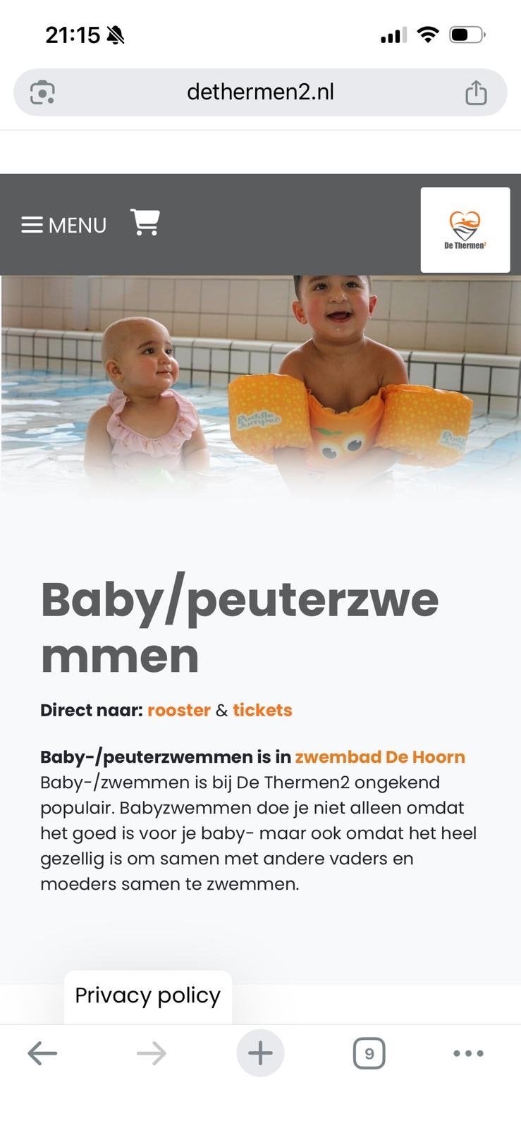10 rittenkaart voor peuterzwemmen in zwembad in Alphen, Drie personen of meer, Ticket of Toegangskaart