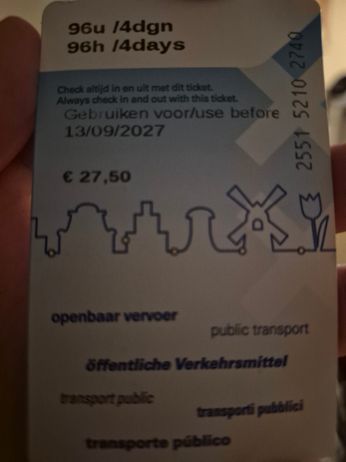 4 daagse metro tram bus kaart amsterdam, Tickets en Kaartjes, Eén persoon, Bus, Metro of Tram, Nederland, Algemeen kaartje