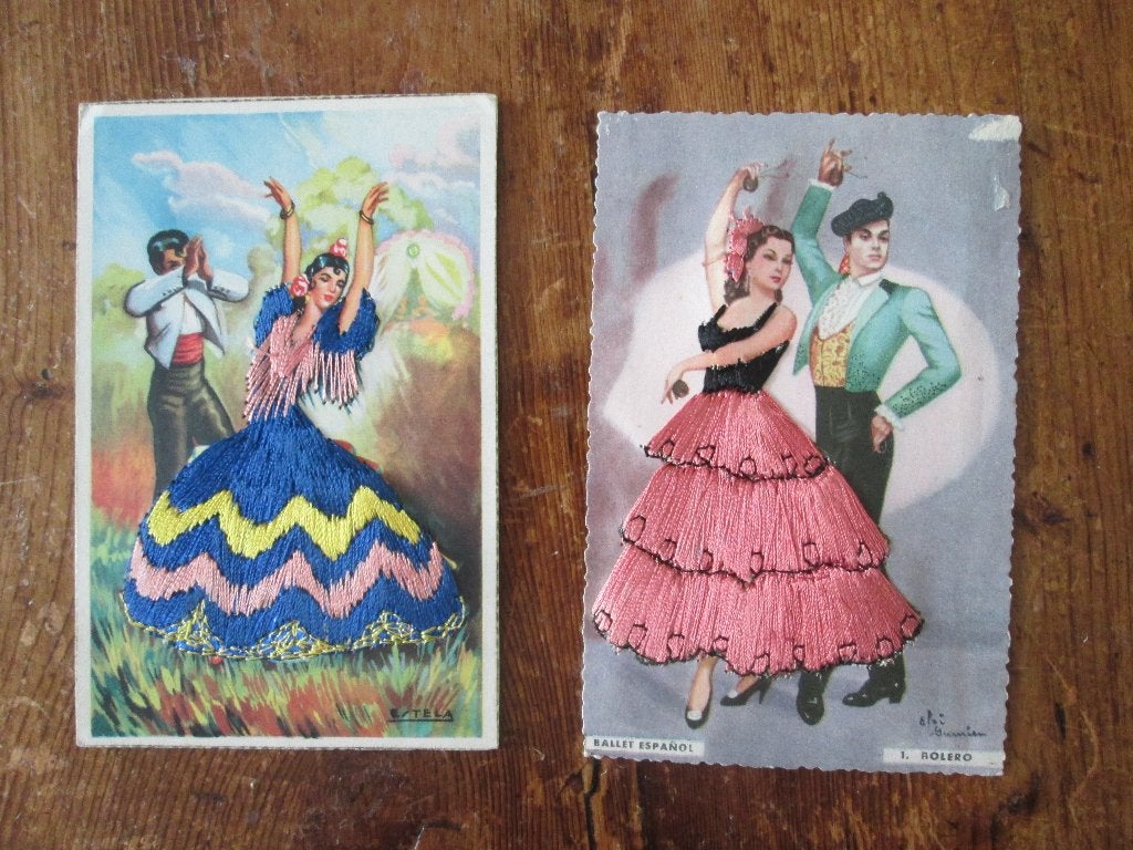 spaanse dansers flamenco geborduurd bolero, Ophalen of Verzenden, 1940 tot 1960, Ongelopen, Klederdracht
