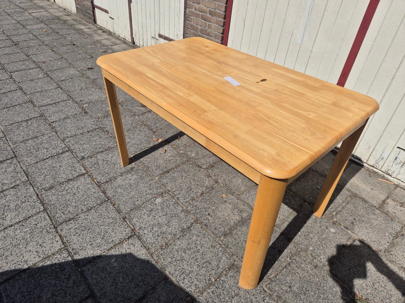 Blank houten tafel 120 X 75 X h 75 cm, Ophalen, Gebruikt, 100 tot 150 cm, 50 tot 100 cm