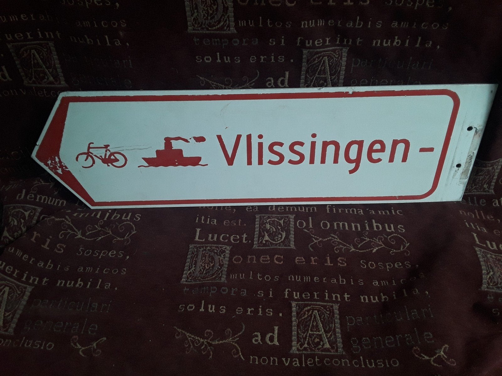 Dubbelzijdig verkeersbord. Vlissingen veerpont. mancave, Ophalen of Verzenden, Zo goed als nieuw, Lichtbak of (neon) lamp