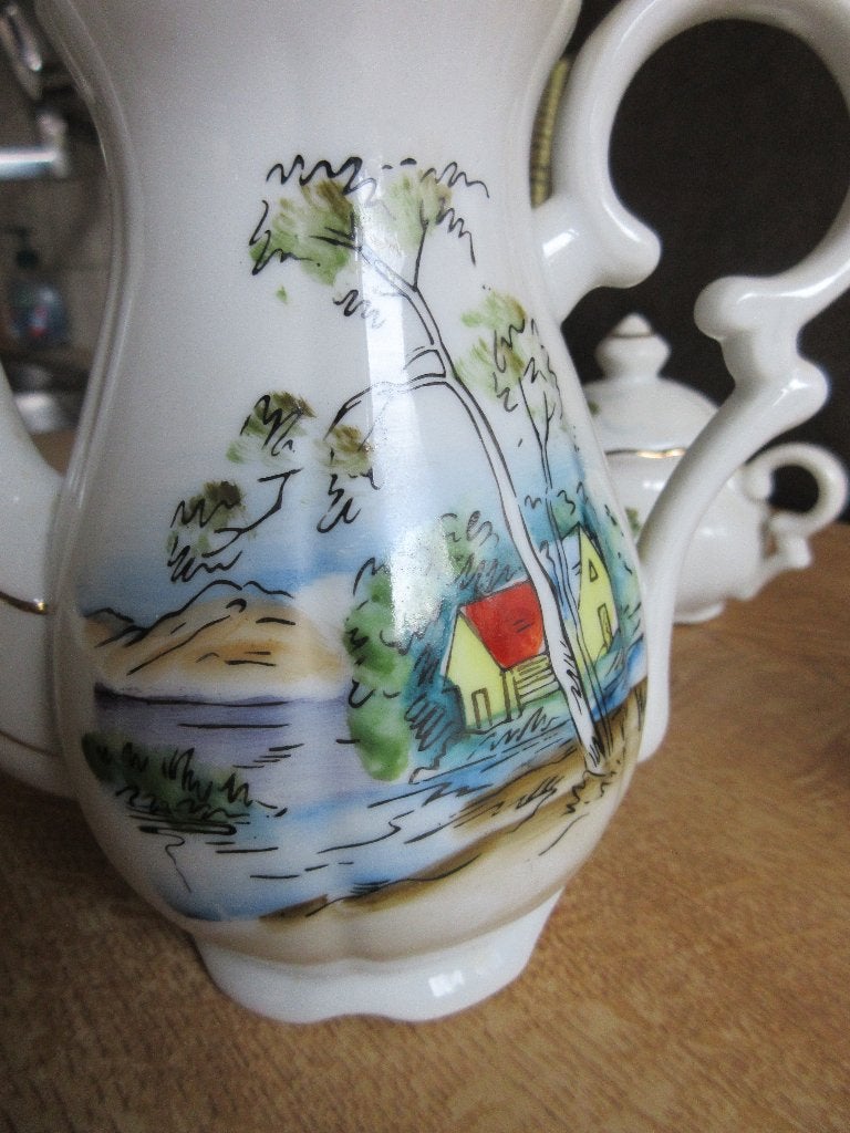 Serviesje servies suiker melk theepot vintage retro, Antiek en Kunst, Antiek | Keramiek en Aardewerk, Ophalen of Verzenden