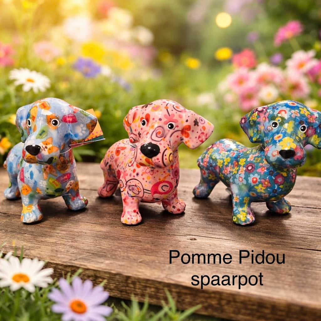 Nieuwe Pomme Pidou spaarpot - Diverse honden designs, Verzamelen, Ophalen of Verzenden, Nieuw, Steen, Aardewerk of Keramiek, Dier