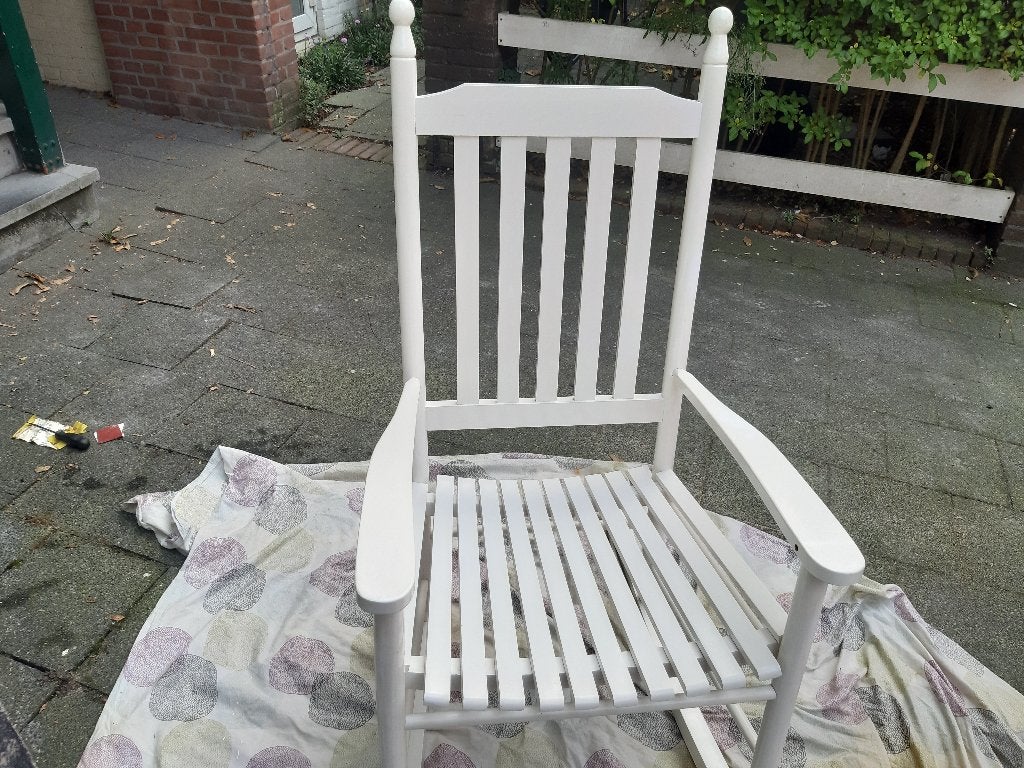 Schommelstoel, wit, hout, in prima staat, Ophalen, Wit, Zo goed als nieuw, Eén