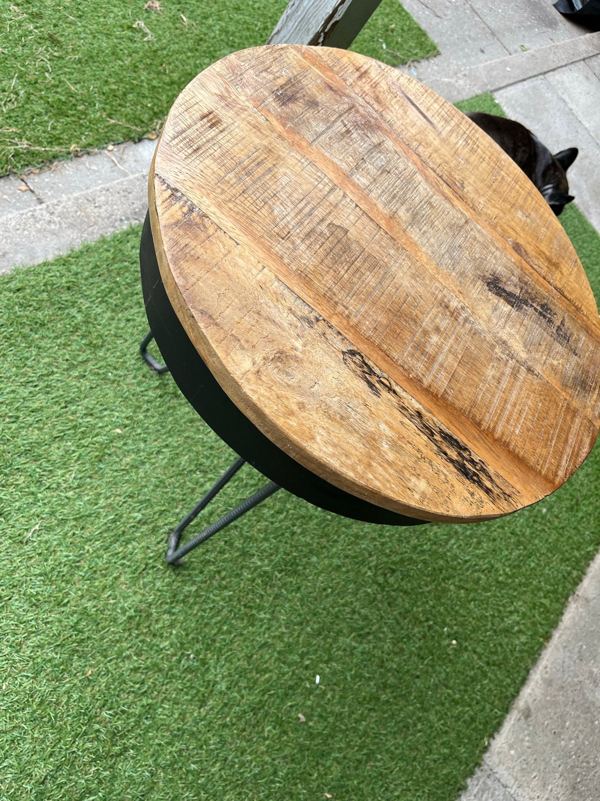 2 stuks mango houten bijzettafels, Huis en Inrichting, Tafels | Bijzettafels, Ophalen, Zo goed als nieuw, Rond, Hout