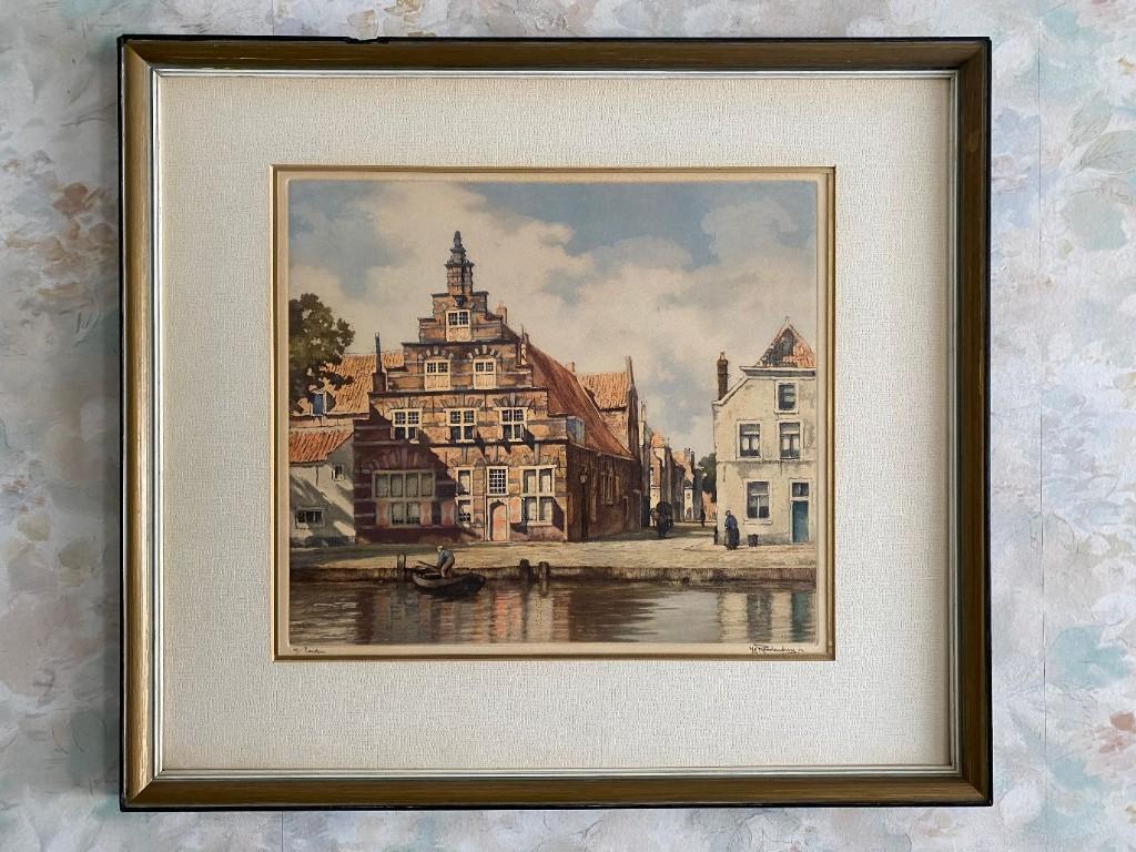 Ets  ,  H.E.  Roodenburg  . 1895 - 1987, Ophalen of Verzenden, Stadsgezicht, Ets