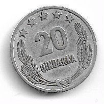 Albanie 20 Qindarka 1969, Postzegels en Munten, Munten | Europa | Niet-Euromunten, Ophalen of Verzenden, Overige landen