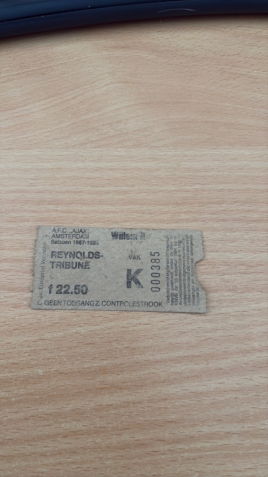 Ticket Ajax willem II  1987-88, Ophalen, Ajax, Overige typen
