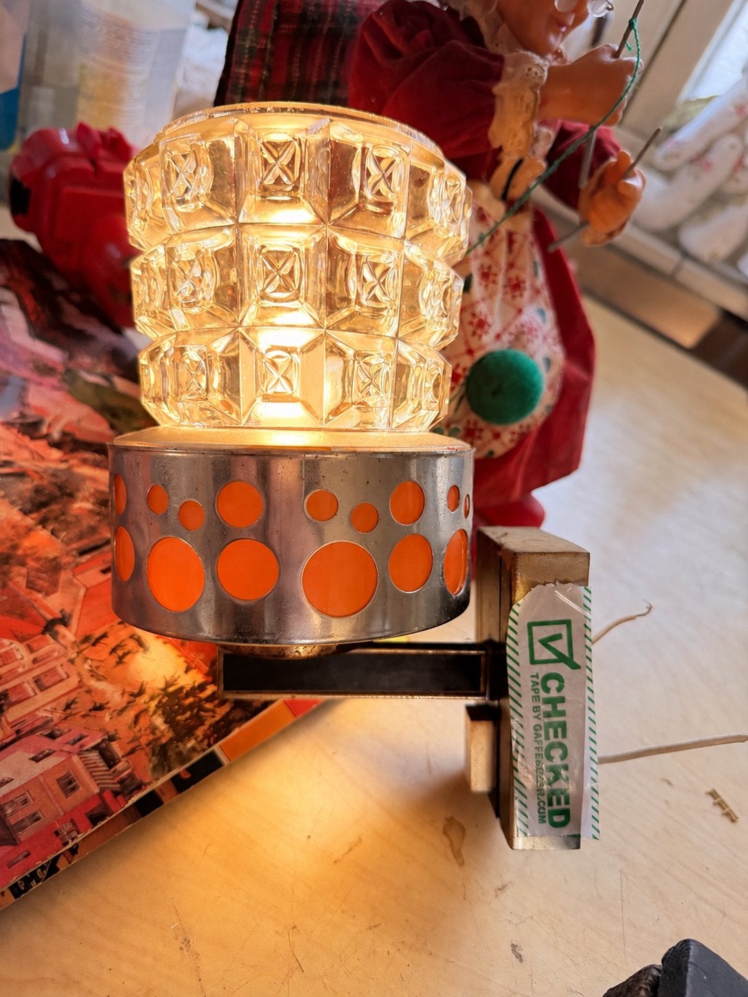 Vintage Raak Wandlamp Jaren '70 - Oranje & Chroom, Ophalen of Verzenden