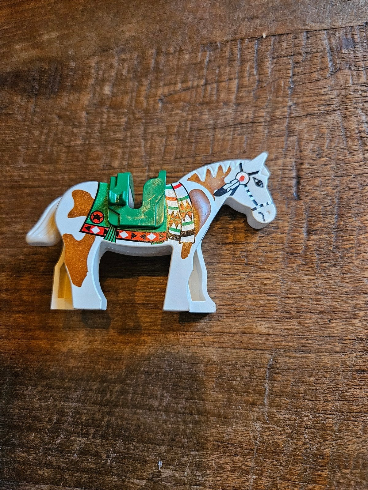 LEGO Indianenpaard Wit met Bruine Vlekken (4493c01px3), Gebruikt, Overige thema's, Lego, Ophalen of Verzenden