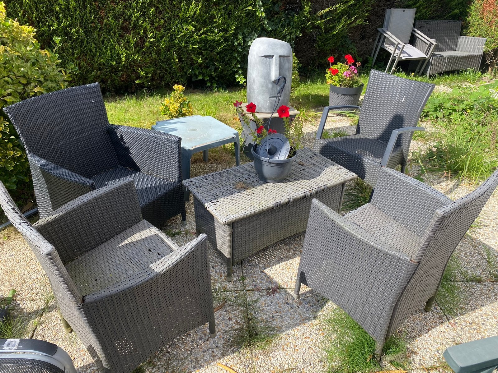 Tuinset zware metalen frame, Tuin en Terras, Ophalen, Overige materialen, Gebruikt, 6 zitplaatsen