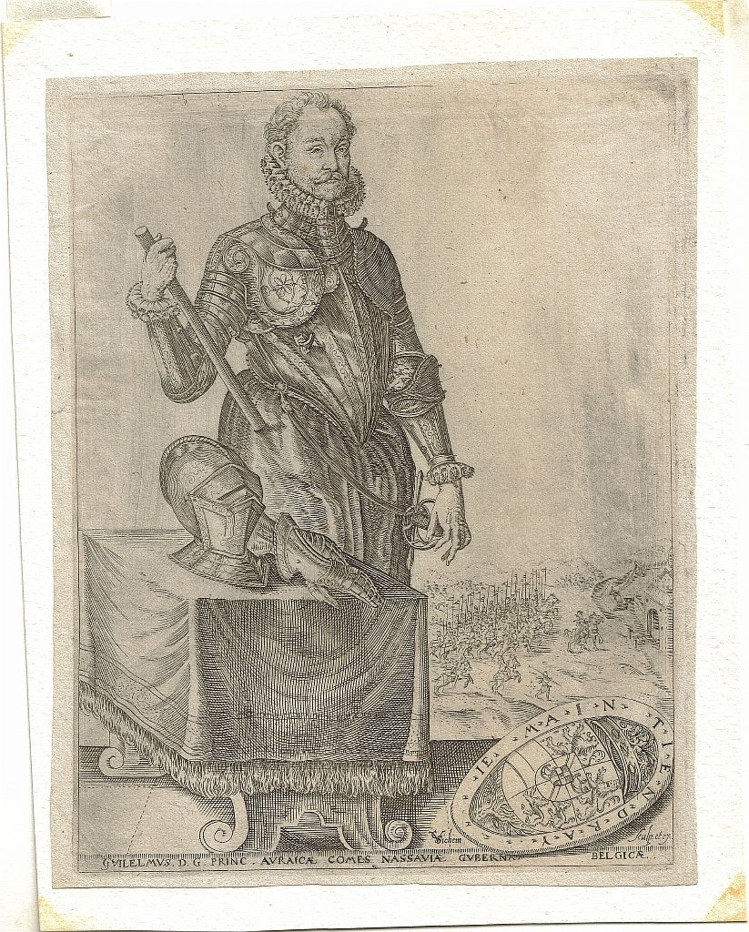 Christoffel van Sichem gravure "Willem van Oranje", Antiek en Kunst, Ophalen, Portret, Gravure, 1700 - 1799