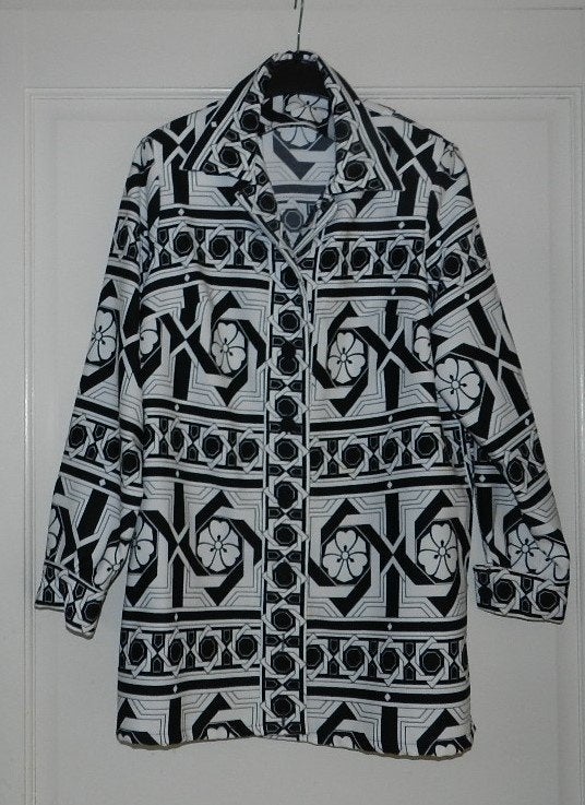 Mooi zwart/wit Beatrijs colbertje/blazer/jasje, maat L/XL, Kleding | Dames, Jasjes, Kostuums en Pakken, Verzenden, Gedragen, Maat 42/44 (L)