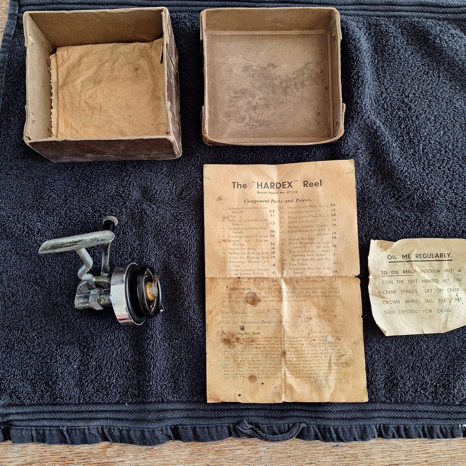 Hardy Hardex reel incl papieren en (denk) originele doosje, Watersport en Boten, Hengelsport | Algemeen, Ophalen of Verzenden