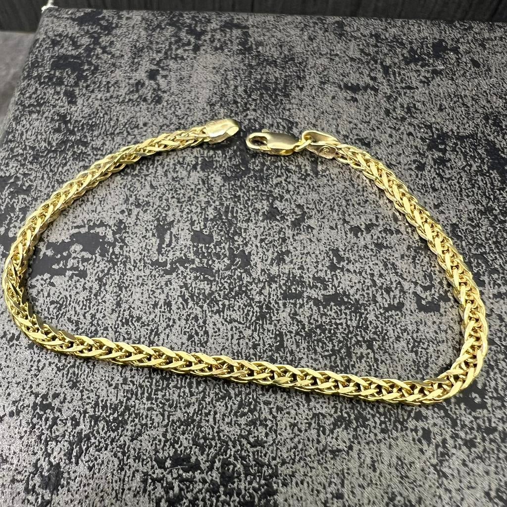 14k gouden armband vossenstaart schakel, Ophalen of Verzenden, Zo goed als nieuw, Goud