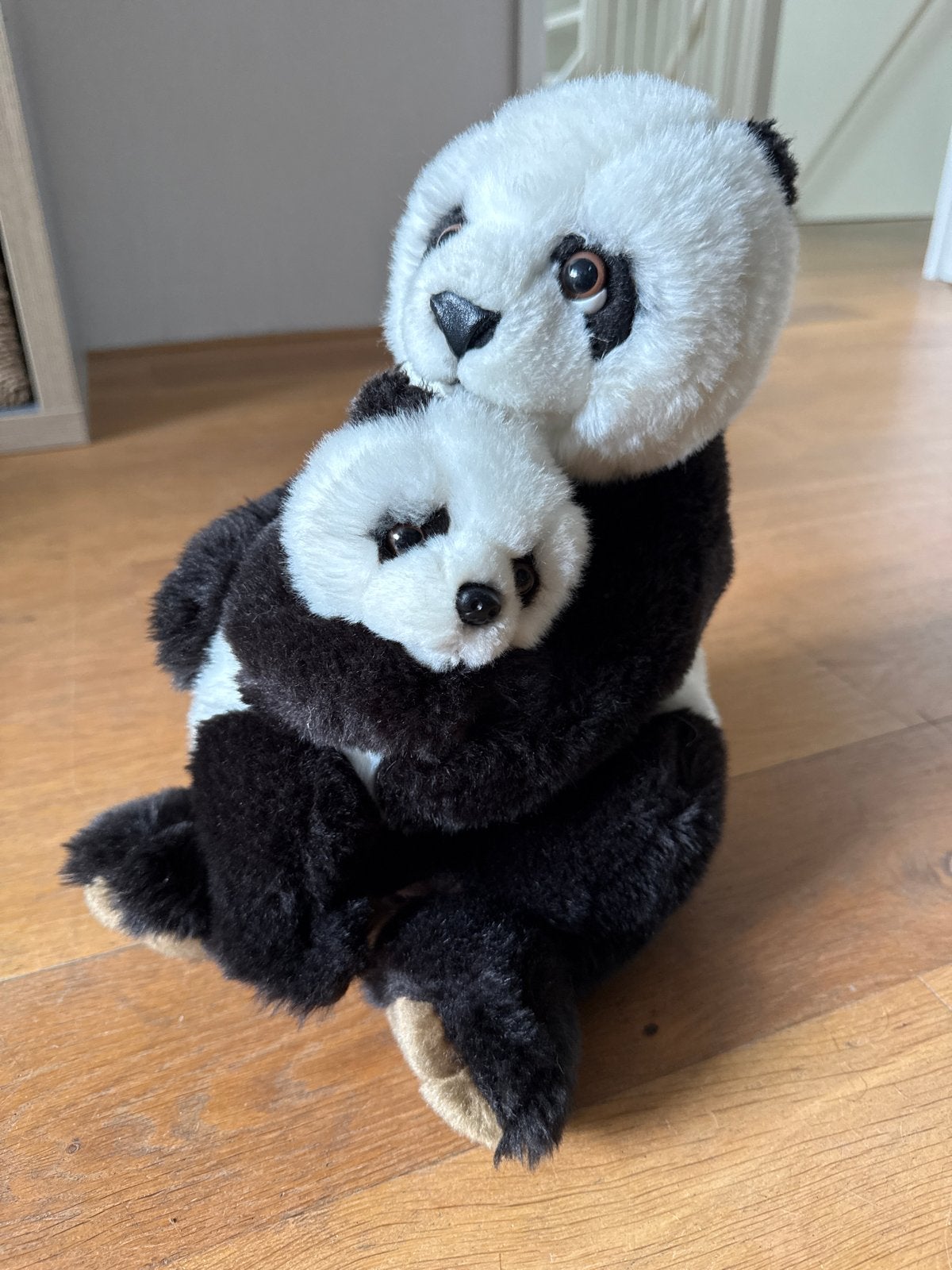 WWF Panda moeder & baby knuffel (ca. 28 cm) — steun WWF, Overige merken, Beer, Zwart, Ophalen of Verzenden