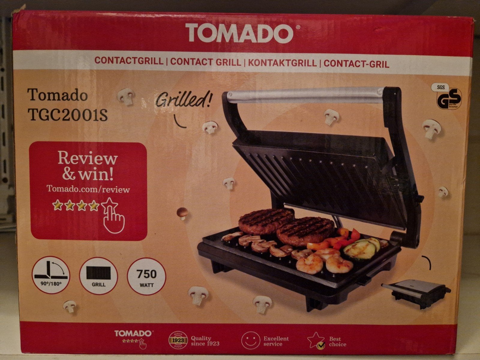 Tomado TGC2001S Contactgrill - 750 Watt, Ophalen of Verzenden, Nieuw