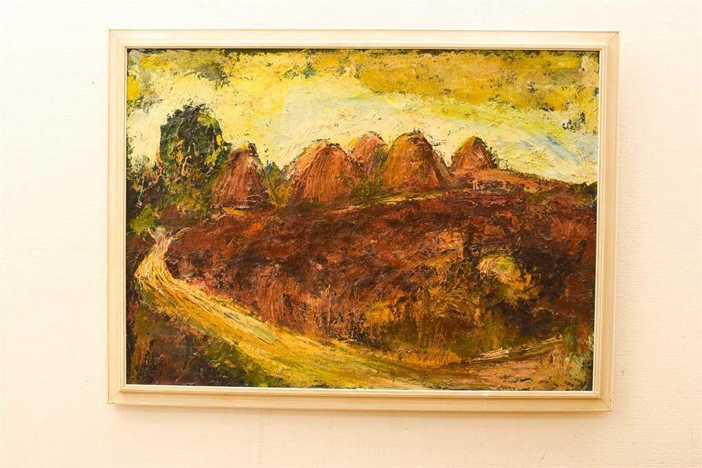 Schilderij Heide bij Gasteren 48483, Ophalen of Verzenden, Gebruikt, Schilderij, 75 cm of meer