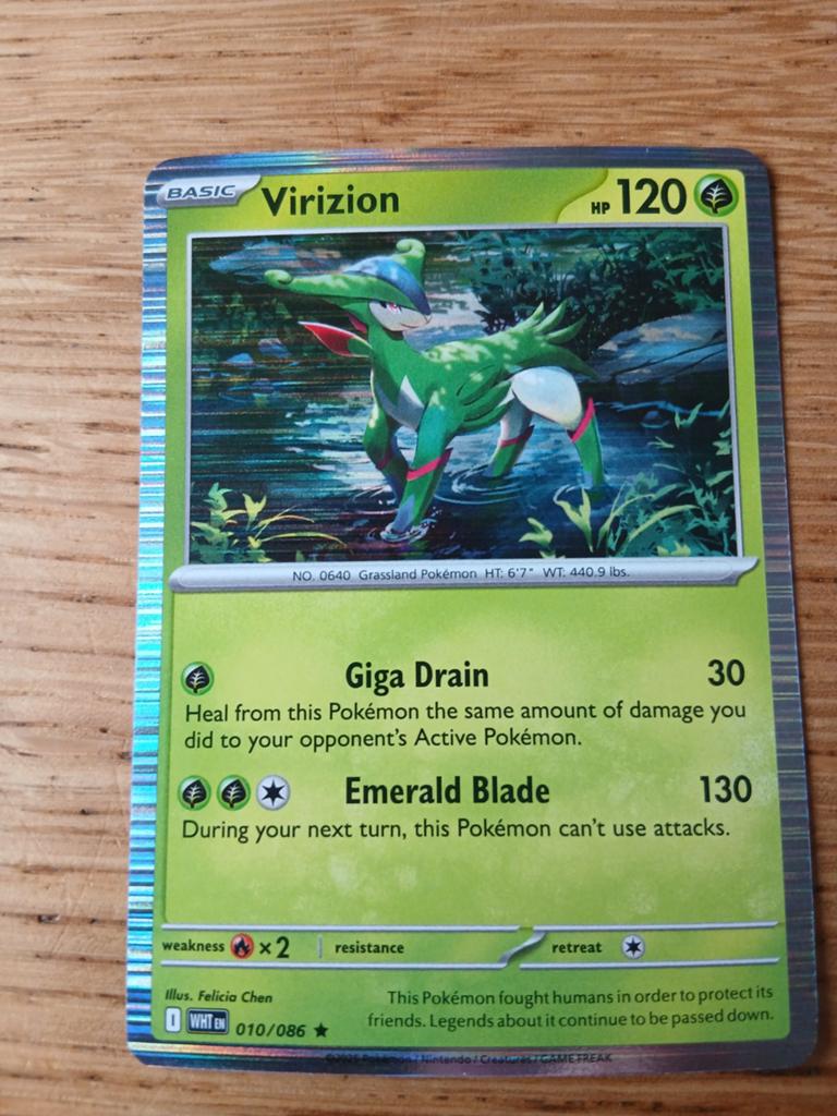 Pokémon Kaart Virizion 010/086 WHT EN - Foil, Ophalen of Verzenden, Zo goed als nieuw, Losse kaart, Foil