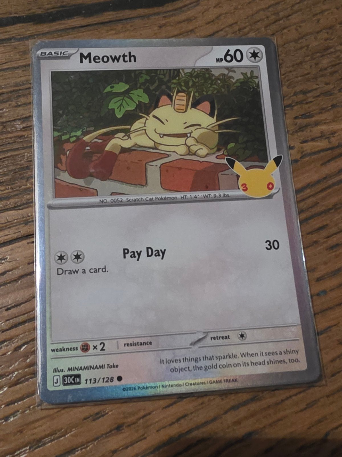Pokémon Kaart Meowth 113/128 Celebrations, Ophalen of Verzenden, Zo goed als nieuw, Losse kaart