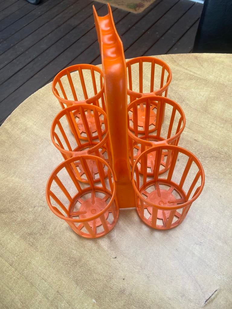 Vintage Oranje Flessenhouder/Rek - Retro Design, Ophalen, Kunststof, 5 tot 15 flessen, Zo goed als nieuw