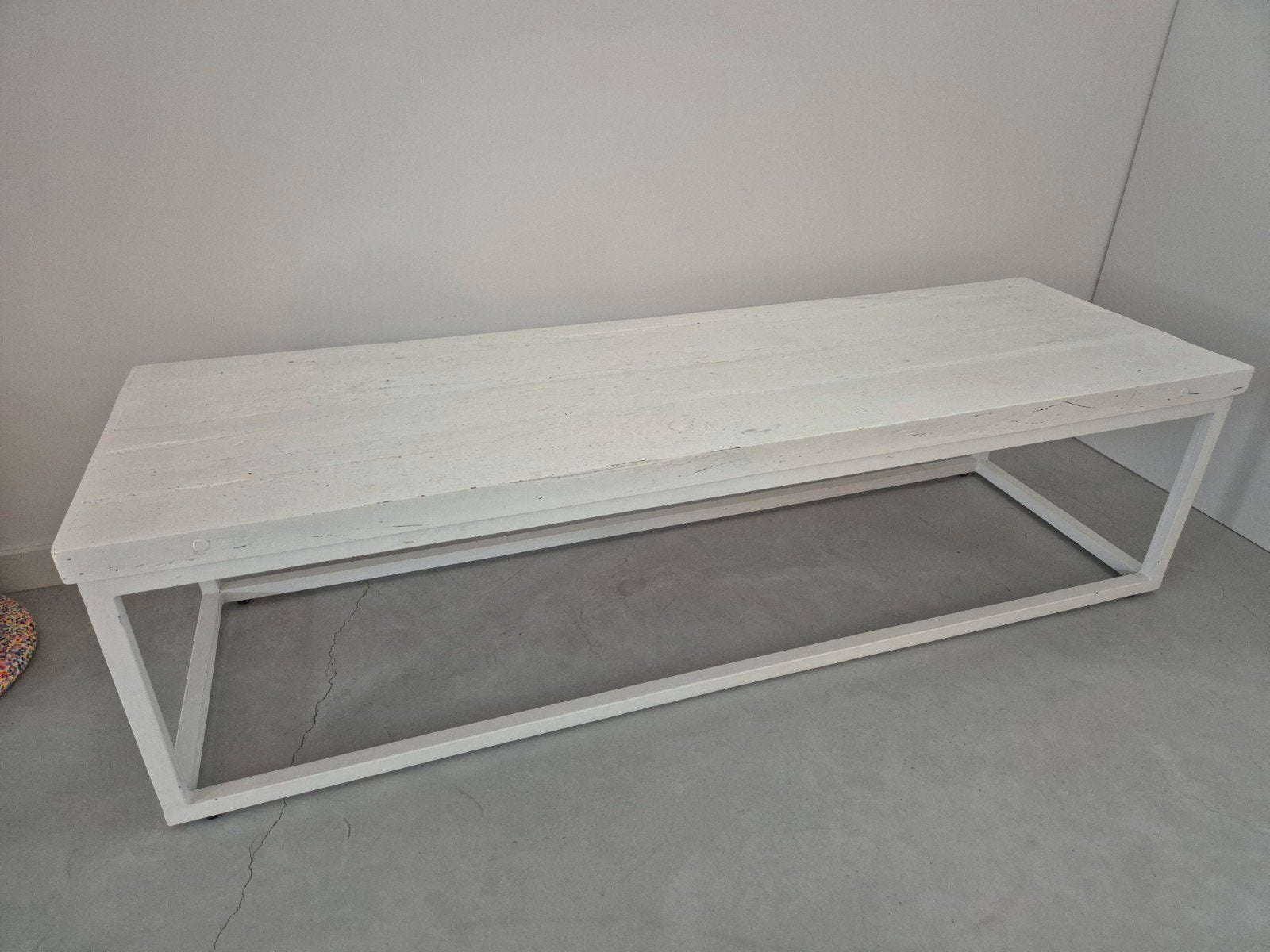 Loods 5 salontafel wit mangohout staal., Huis en Inrichting, Tafels | Salontafels, Ophalen, 100 tot 150 cm, 50 tot 100 cm, Zo goed als nieuw