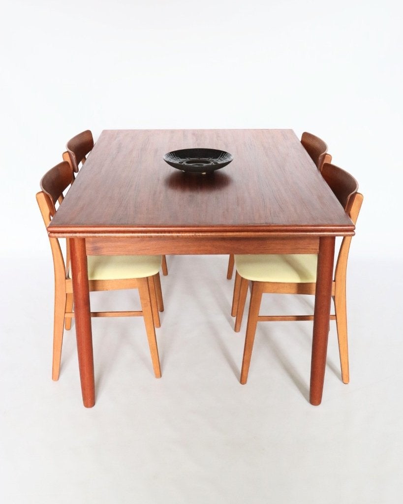 Vintage teak XL eettafel uitschuifbaar Deens design retro, Vintage retro midcentury deens design, 200 cm of meer, Zo goed als nieuw