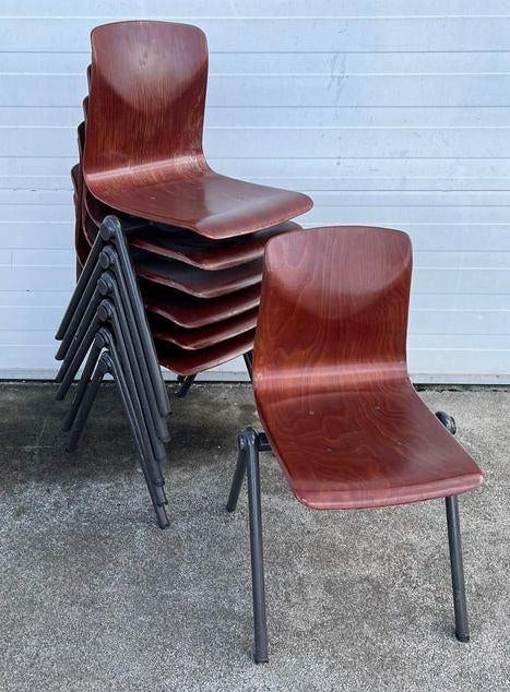 7 stuks Pagholz galvanitas S22 look school stoel vintage, Huis en Inrichting, Stoelen, Ophalen, Bruin, Zo goed als nieuw, Vijf, Zes of meer stoelen