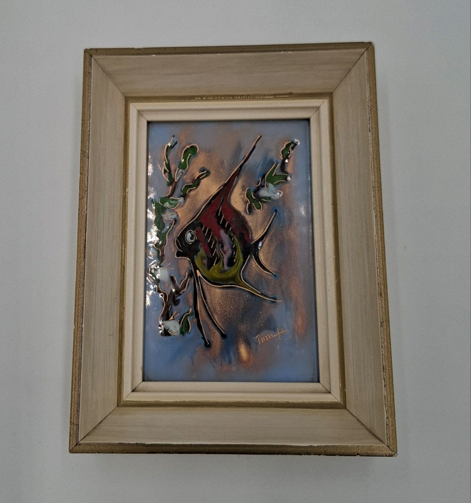 Emaille plaquette gesigneerd Tom H 12x9cm, Antiek en Kunst, Ophalen of Verzenden