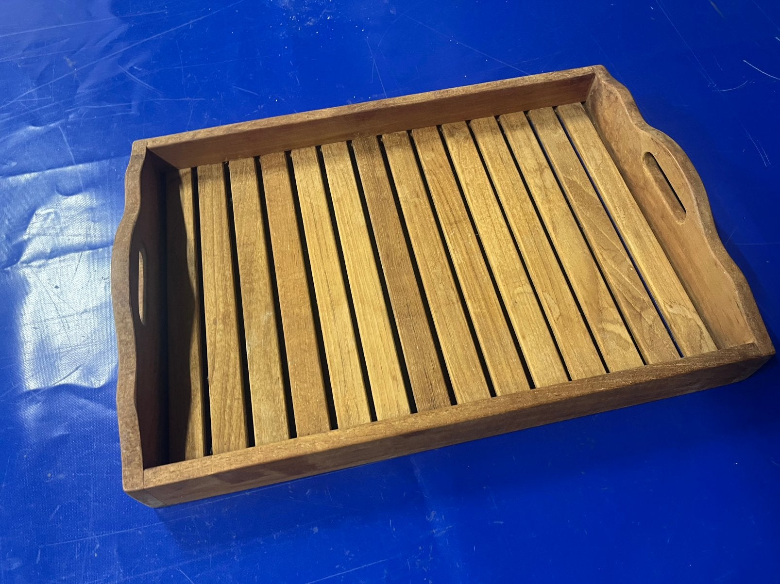 Teak houten dienblad in nieuw staat, Ophalen of Verzenden, Zo goed als nieuw, Rechthoekig, Hout