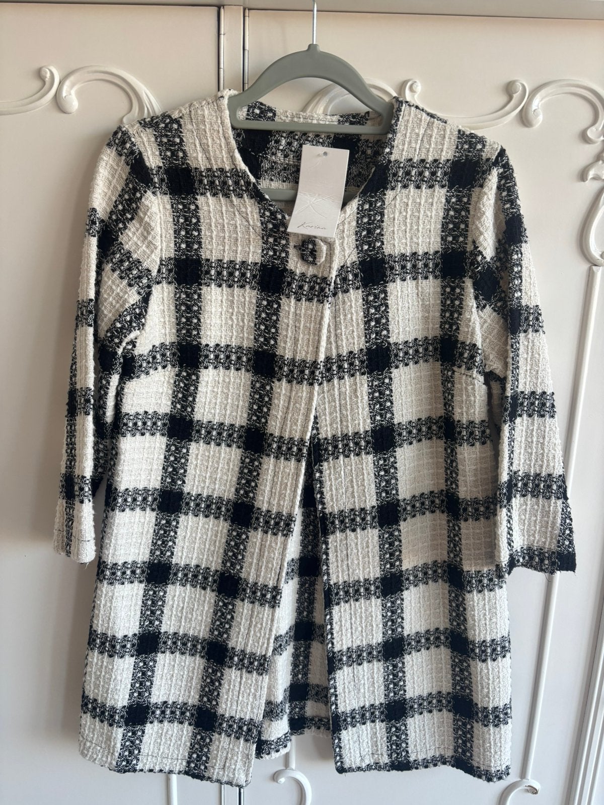 Nieuw zwart wit tweed jasje merk Karina maat S 36, Overige kleuren, Nieuw, Ophalen of Verzenden, Jasje