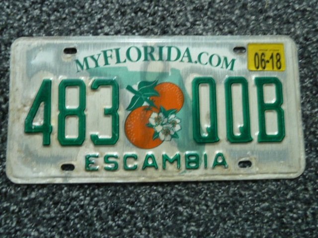 Kentekenplaat licenseplate Florida Escambia 18 USA, Verzenden, Gebruikt, Auto's