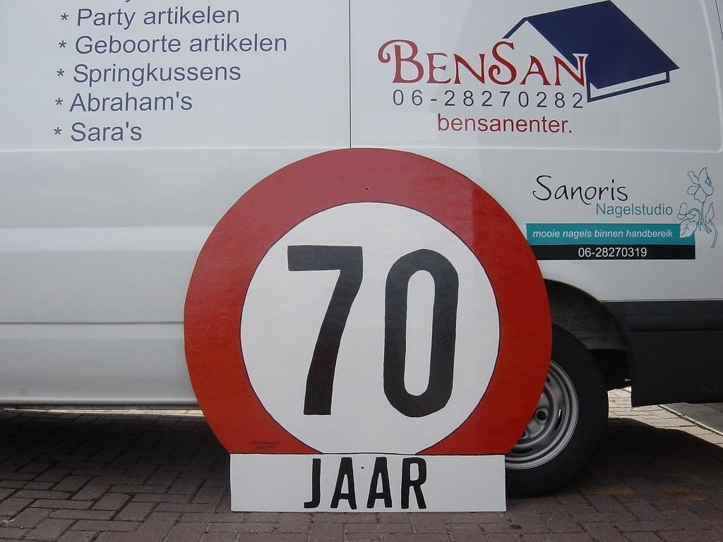 Verjaardag bord 70 jaar verjaardag bord huren bensan enter, Ophalen, Zo goed als nieuw, Verjaardag