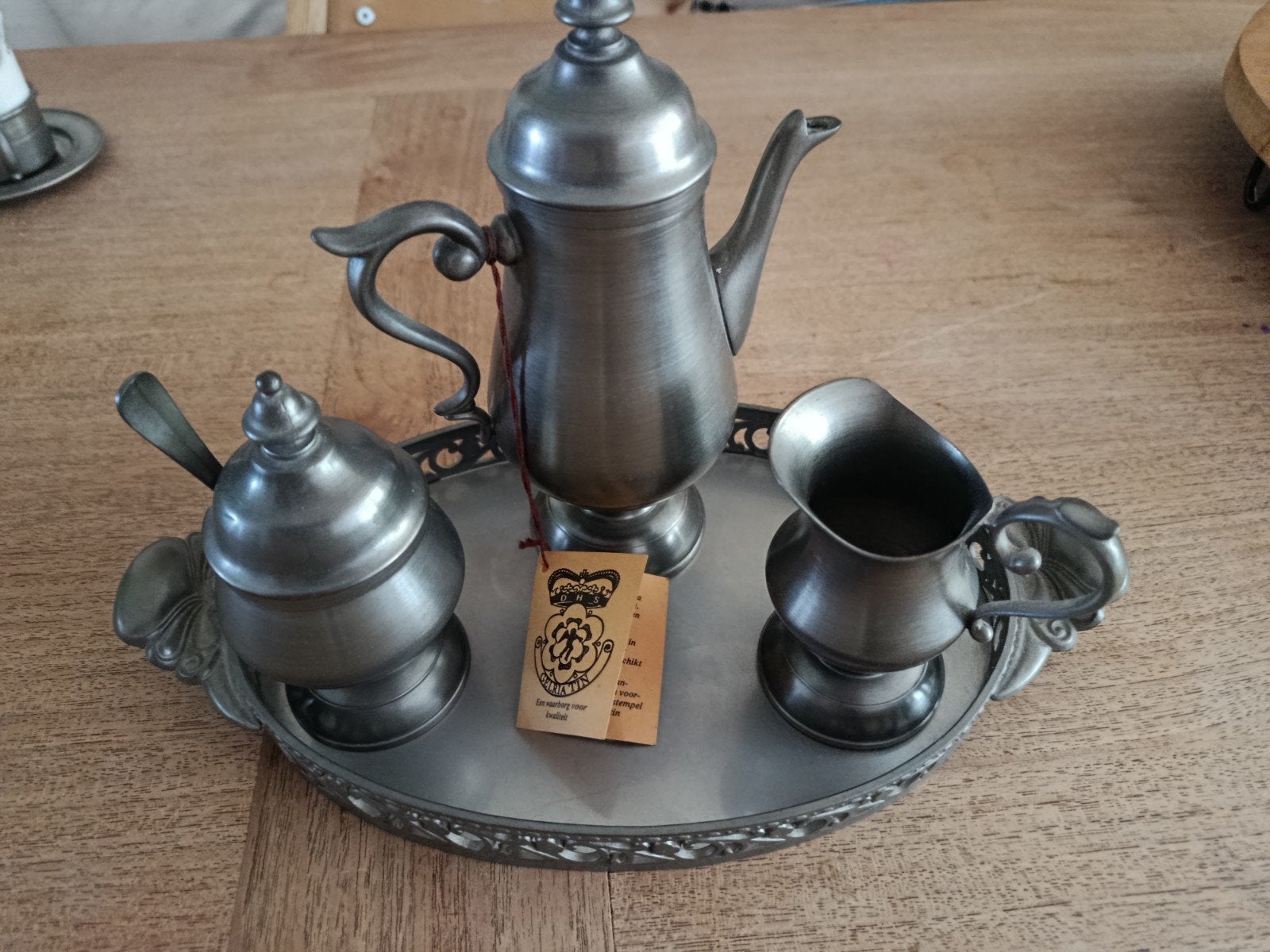 GELRIA TIN Theeservies - Vintage Tinnen Set, Antiek en Kunst, Ophalen of Verzenden
