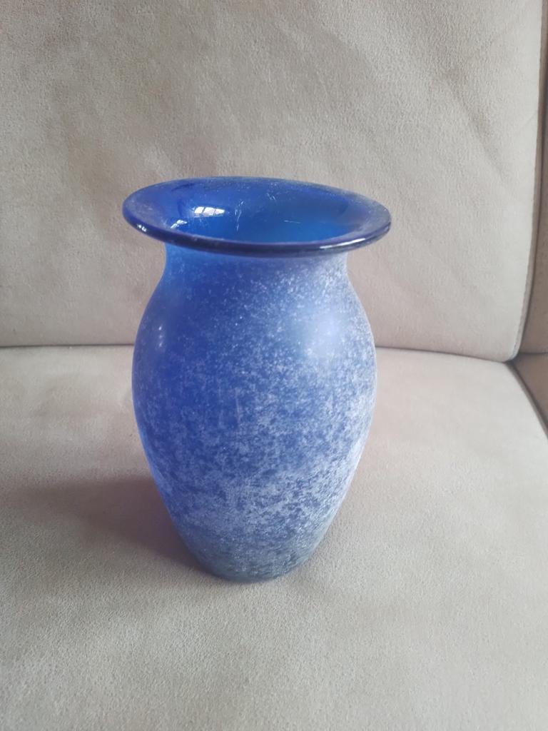 Glazen vaas blauw, Blauw, Ophalen of Verzenden, Minder dan 50 cm, Glas