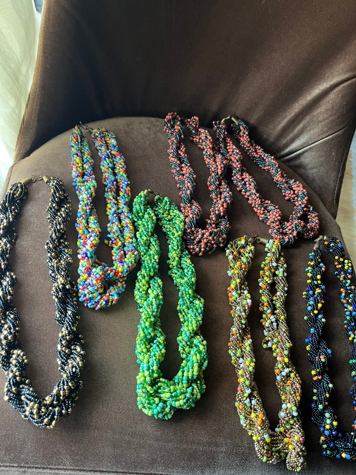 7x handgemaakte kralenkettingen, Sieraden, Tassen en Uiterlijk, Kettingen, Ophalen of Verzenden, Zo goed als nieuw, Overige materialen