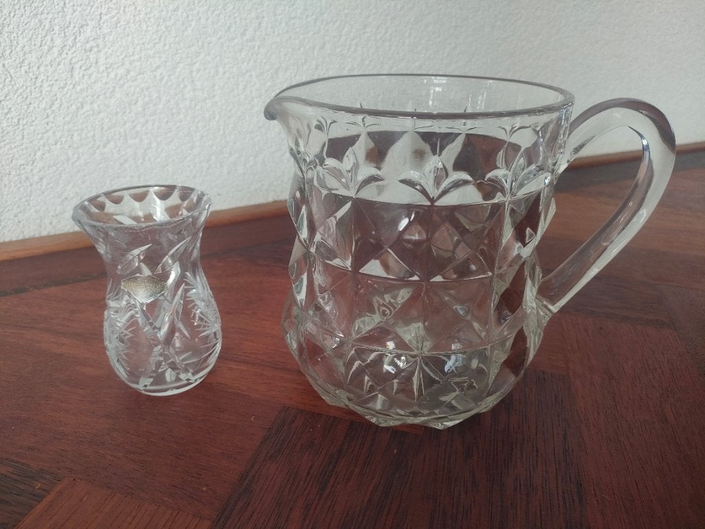 Vintage kristallen kan en vaasje, Antiek en Kunst, Antiek | Glas en Kristal, Ophalen