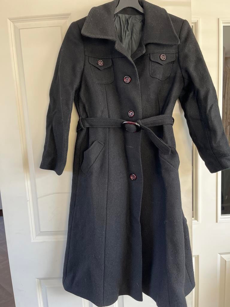 Vintage Kärner Modell wollen damesmantel zwart, Ophalen of Verzenden, Gedragen, Maat 36 (S), Zwart