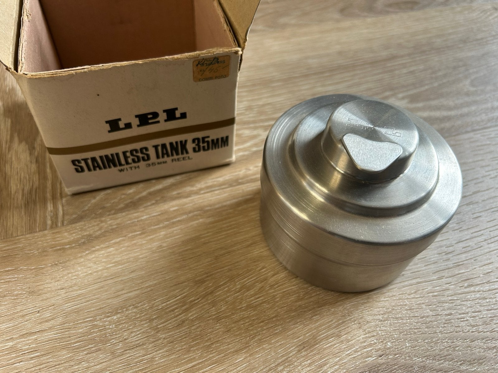 Vintage LPL RVS Ontwikkeltank 35mm met spoel, Ophalen, Zo goed als nieuw, LPL, Ontwikkeltank